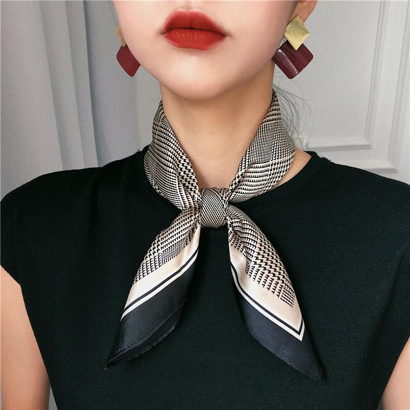 71 * 71 Square Scarf Simulation Silk Year Spring and Autumn Fashion Temperament Printed Silk Scarf Korean Version Women's Versatile Scarf