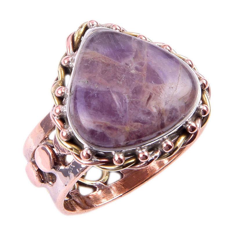 Natural Tiffany Stone Gemstone 925 Sterling Silver TwoTone Gift Ring S.8 g0S20