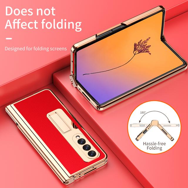 Protiskluzové matné kožené pouzdro na stojan pro Samsung Galaxy Z Fold 4 5g Fold4 Fold3 Fold 2 3 Fold2 Ochranná pouzdra z tvrzeného skla proti klepání