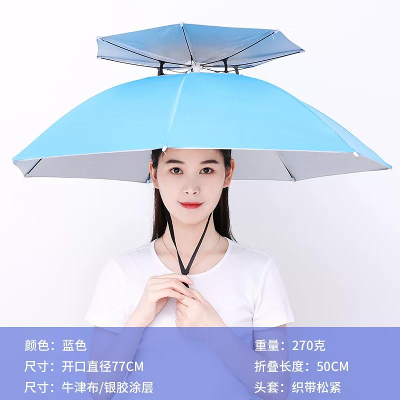 Umbrella Hat with Headgear, Sun Protection Fishing Hat, Rainproof Tea-Picking Hat, Umbrella Hat, Poncho, Helmet Umbrella