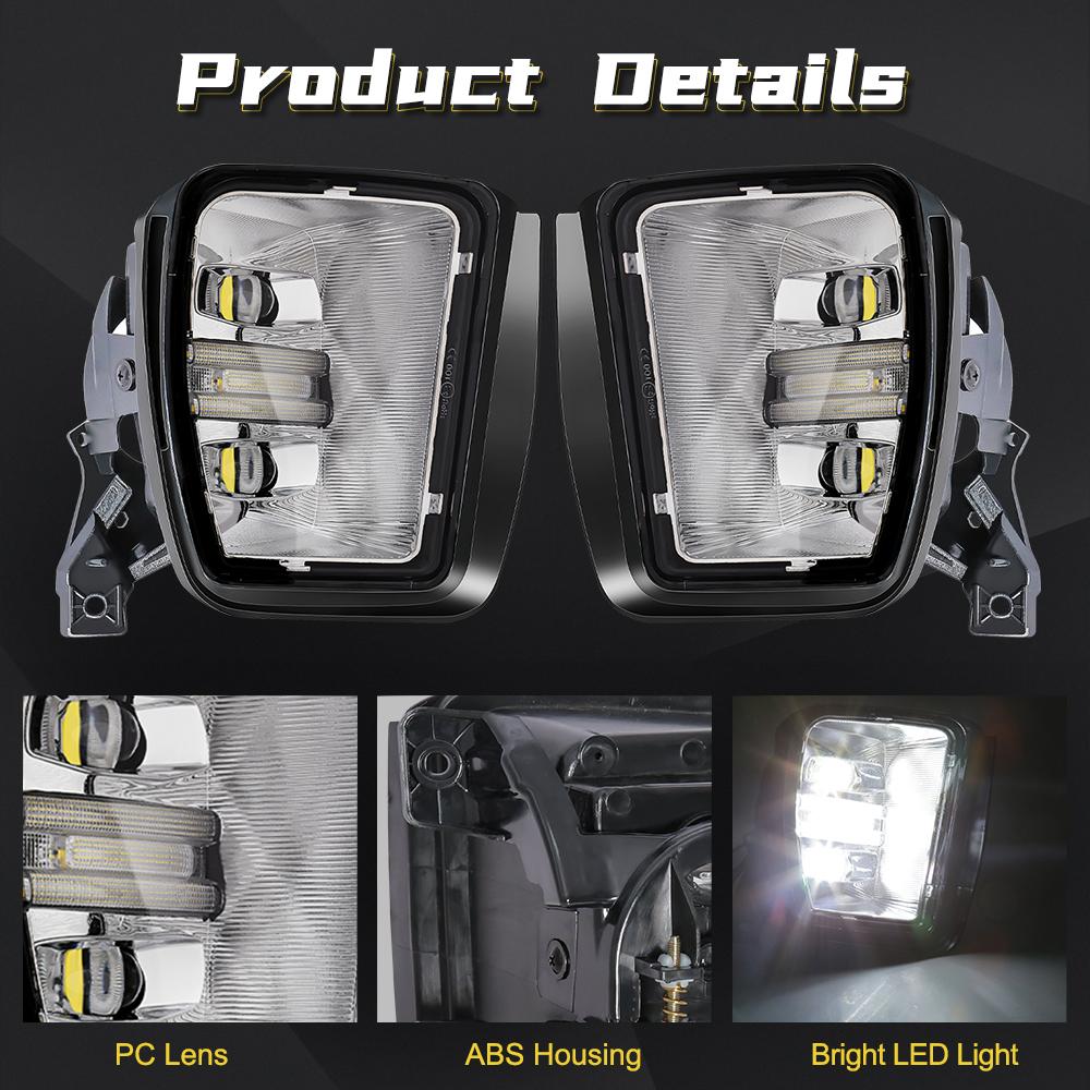 2-in-1 For Dodge Ram 1500 2013 2014 2015 2016 2017 2018 LED Fog Lamp DRL Daytime Running Lights White Waterproof Car Accessories