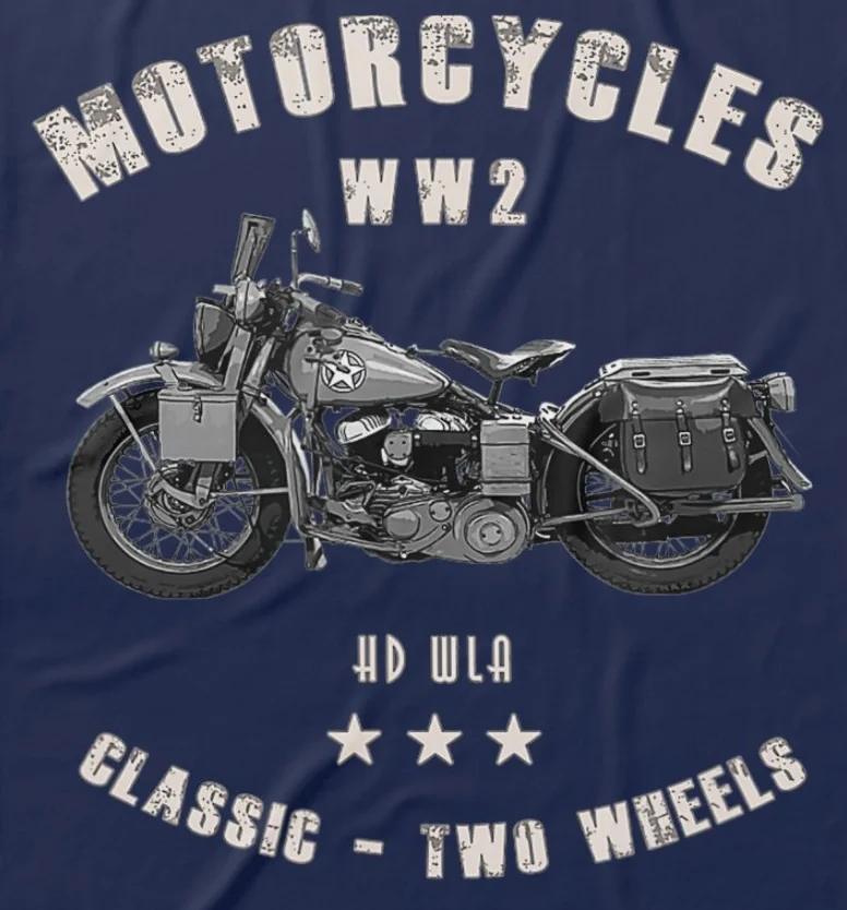 HD WLA WWII Classic Military Motorcycle T-Shirt 100% Cotton O-Neck Summer Short Sleeve Casual Mens T-shirt Size S-3XL