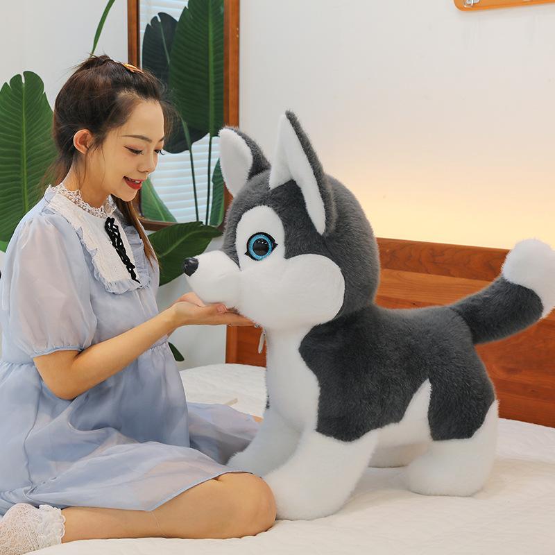 Simulation Station Husky Plush Toy Cute Pet Home Ornament Children's Birthday Gift Temple Fair Doll