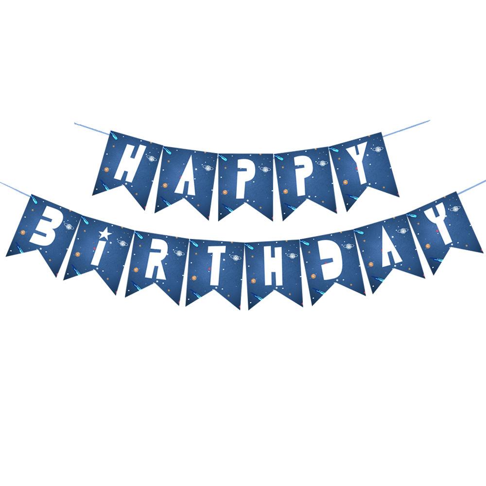 Astronaut-Themed Children'S Birthday Set Package, Starry Sky Series Rocket Aluminum Film Balloon Activity Decoration Arrangement