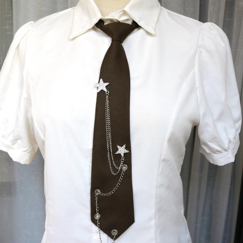 Uniform Ties For Janpanese JK Uniform Cosplay Accessory Neckwear Jk Seifuku Anime Necktie with Rhinestones Metal Chain