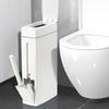 Slim Plastic Trash Can with Toilet Brush Holder 4.5L Garbage Can with Press Top