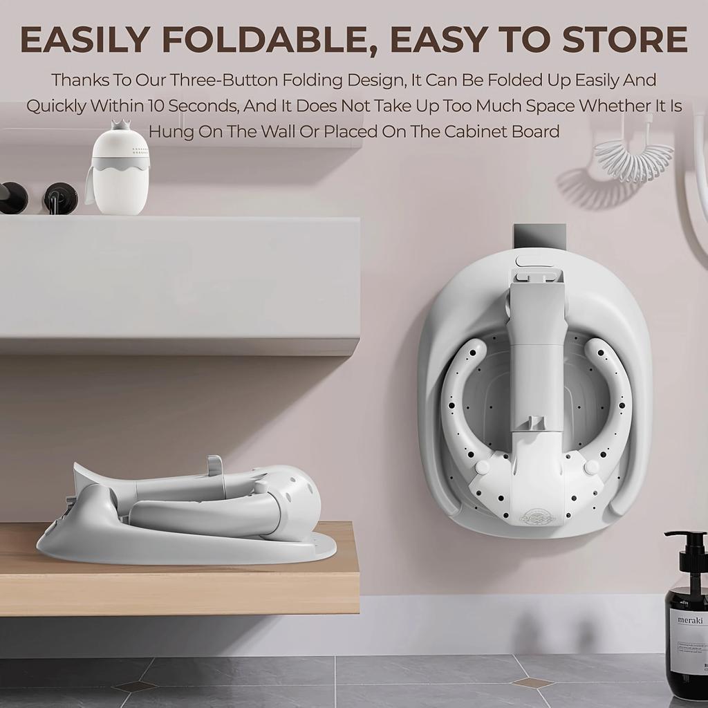 Baby-Dusche-Ständer - ABS- und TPE-Materialien, faltbarer 5-teiliger Baby-Dusche-Ständer, geeignet für Babys im Alter von 6 Monaten bis 3 Jahren