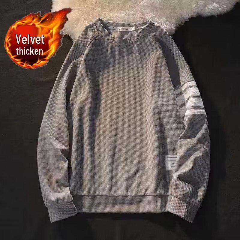 

Men s Artistic Round Neck Pullover Hoodie - Loose Fit, Plus Velvet, Casual Autumn/Winter Top, Trendy and Versatile Youth Style L