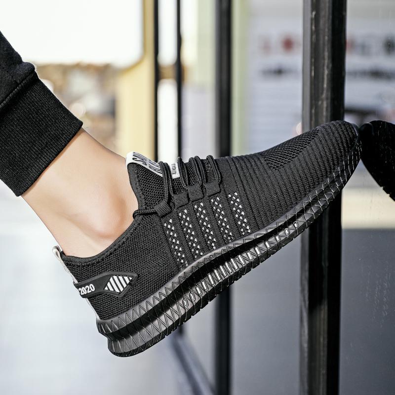 Light Breathable Men's Running Shoes Knitted Mesh Casual Sports Shoes Elastic Outdoor Training Sneakers Big Size 38-48