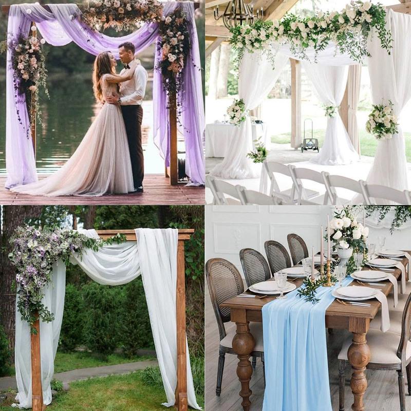 Chiffon Table Runner, Table Decorations Sheer Wedding Table Runner Rustic Romantic Wedding Arch for Bridal Shower Birthday Party 70x300cm