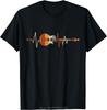 Retro Vintage Heartbeat Guitar Tshirt Music Lovers Gifts Custom Printed Graphic Tshirt Men Clothing Summer Cotton T Shirt