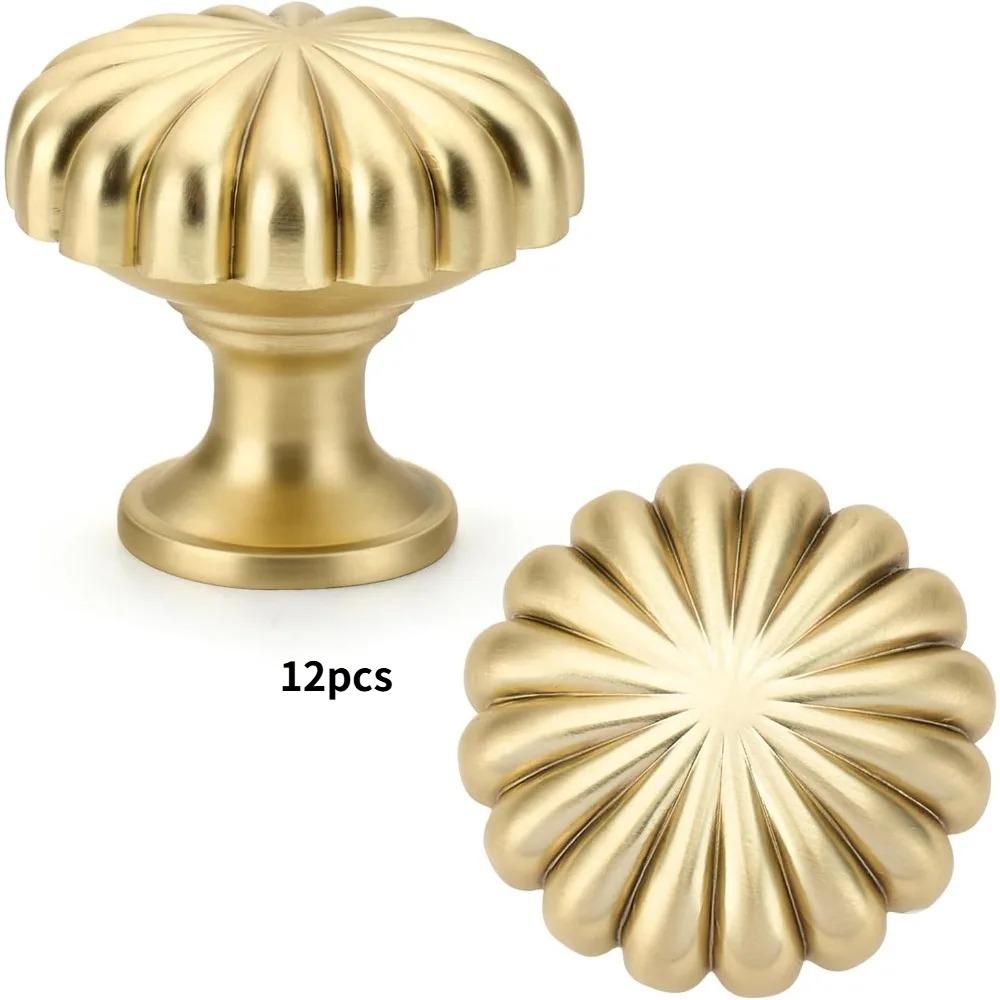 1-12pcs Antique Gold Zinc alloy Knobs Round Cabinet Drawer Handles for Kitchen Bathroom Home Furniture