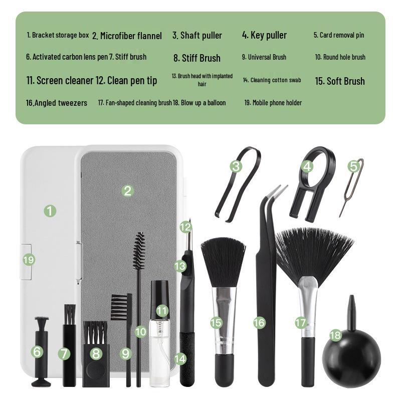 Q5D-Q20 Kit Portabil de Curățare: Perie Multifuncțională și Stilou de Curățare pentru Căști pentru Telefoane și Tastaturi