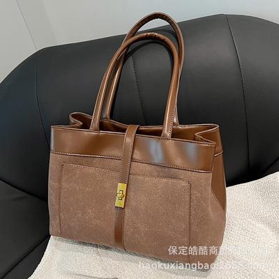 Premium Sense Large-capacity Commuter Bag Women's 2025 Winter New Fashion Portable Tote Bag Versatile Retro Shoulder Bag