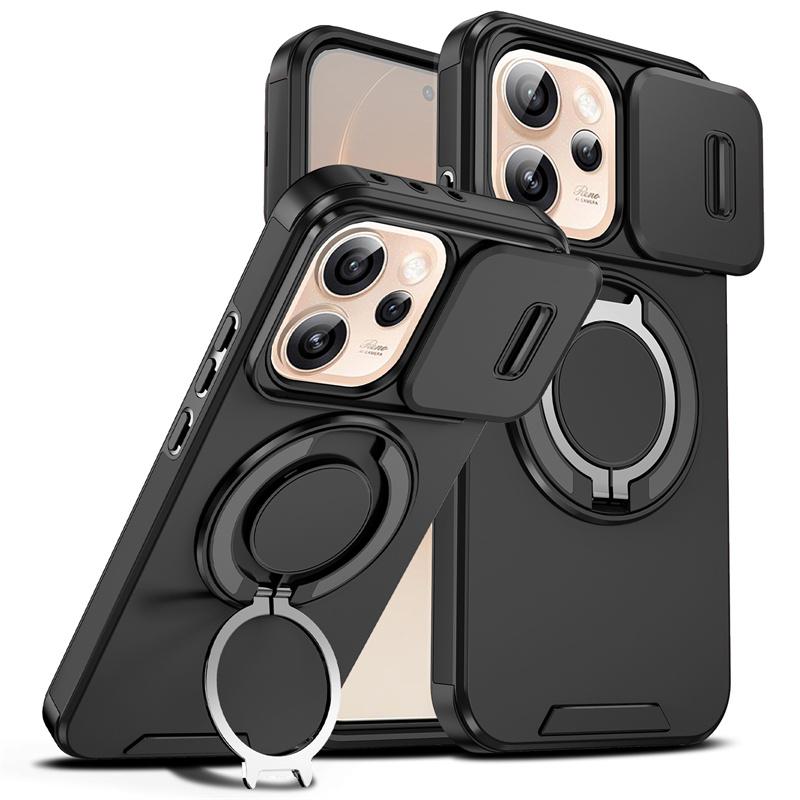Shockproof Armor Case For OPPO Reno 15F 14F 13F 13 14 15 Pro Max 5G Capa Megnetic Ring Holder Slide Lens Camera Protector Cover