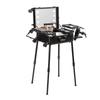 Makeup Train Case with Lock, Lighted Mirror, 4 Storage Trays, Brush Holder, Speaker Travel Cosmetic Organizer Box W/ Swivel Wheels, Professional