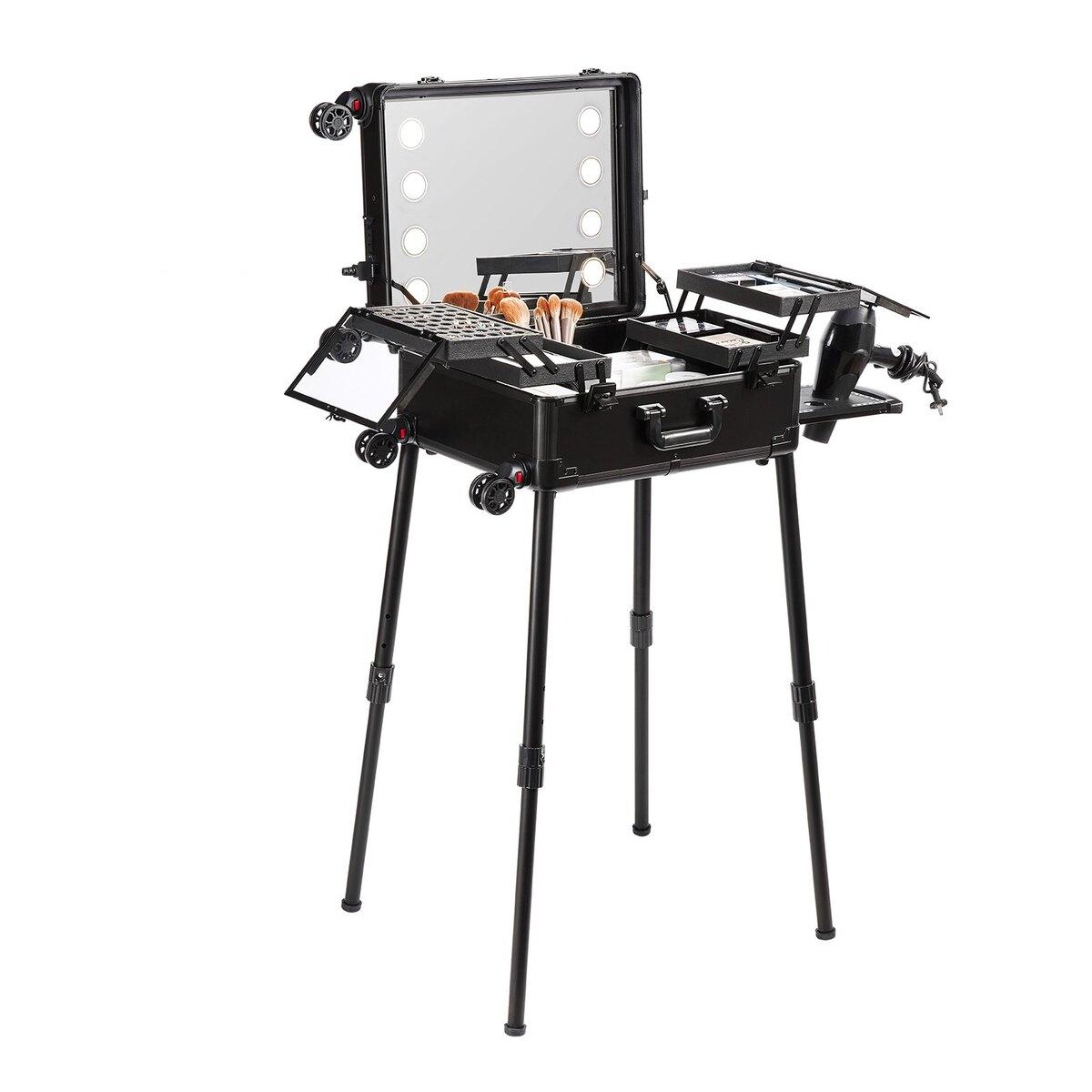 Makeup Train Case with Lock, Lighted