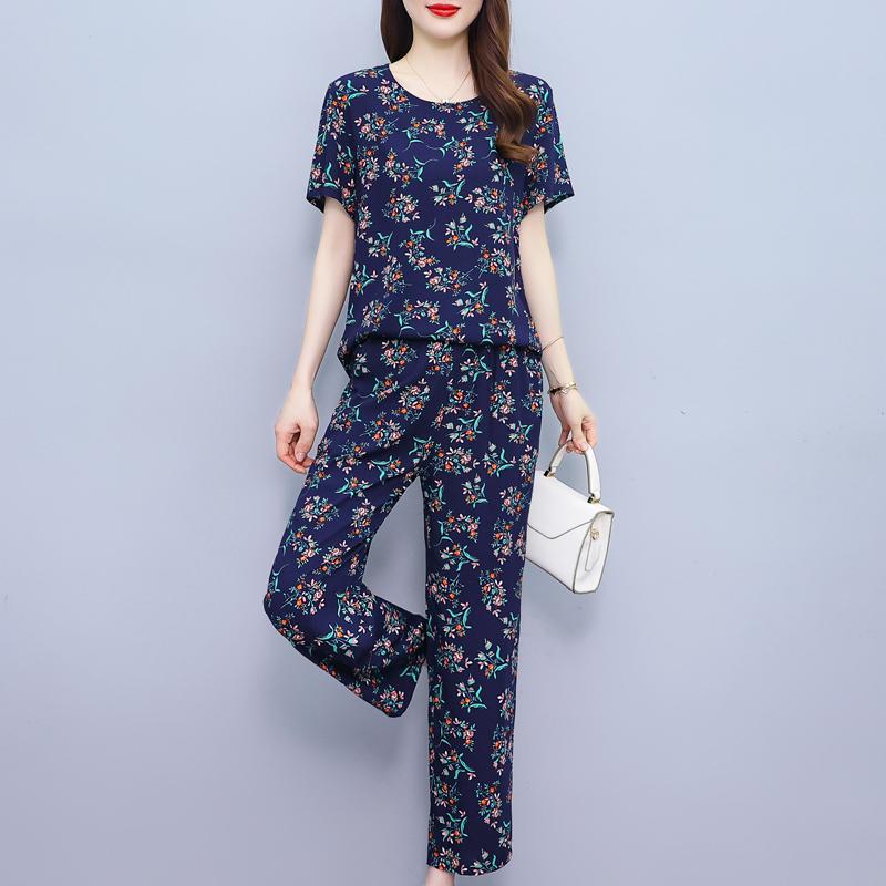 Sommarbyxset för kvinnor 2 delar Nytt avslappnat tvådelat set Kvinnokläder Koreansk stil Sommarkläder