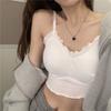 Sling Tank Top for Women Summer Inner Wear with Padded Bra Hot Girl Anti Slip Outer Wear Undershirt Cami Bustier Top