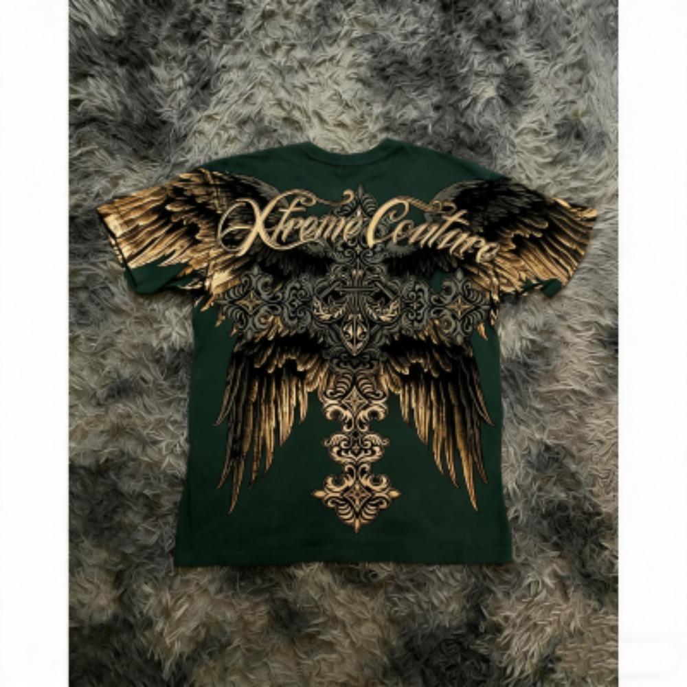 Fashion Summer Kids T-shirt Vintage Gothic Cross Wing Print Tees Round Neck T-shirt Outdoor Street Style Top Casual Boy and Girl's Clothing