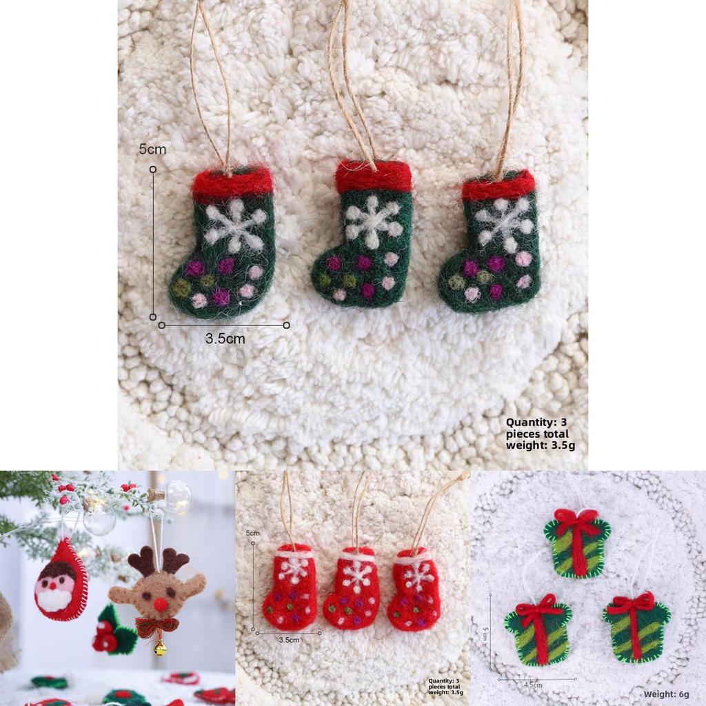Christmas Tree Wool Felt Ornaments With Cartoon Design For Holiday Decor