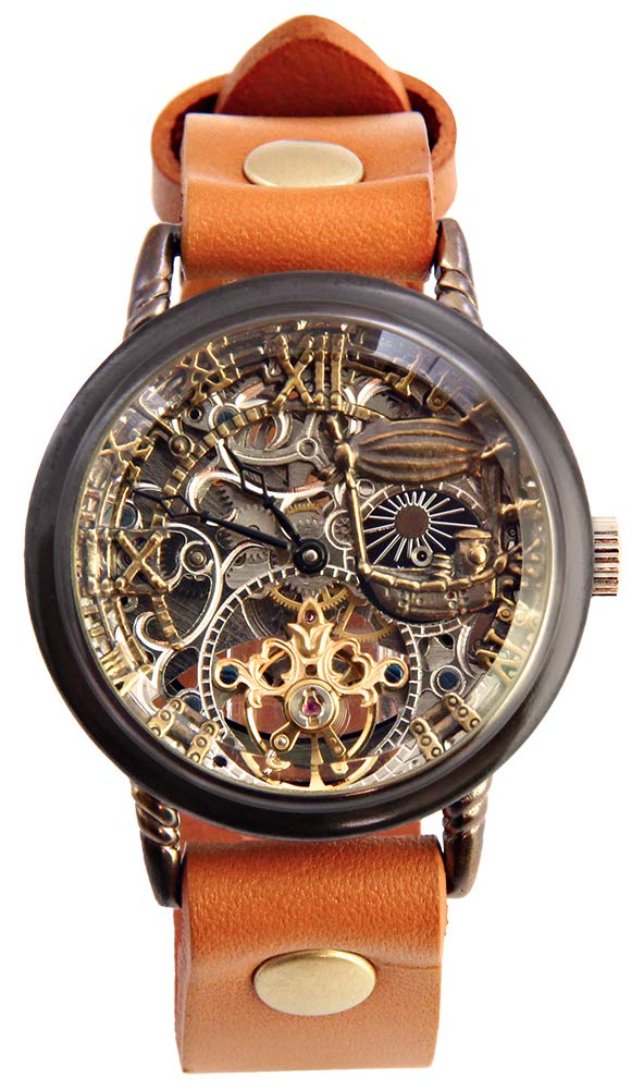 

Moola Watch Rebic Manual Winding Made in Japan Skeleton RER-30B (L, Camel)