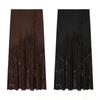 European & American Lace Patchwork Silk Satin Midi Skirt - Winter 2025 Collection