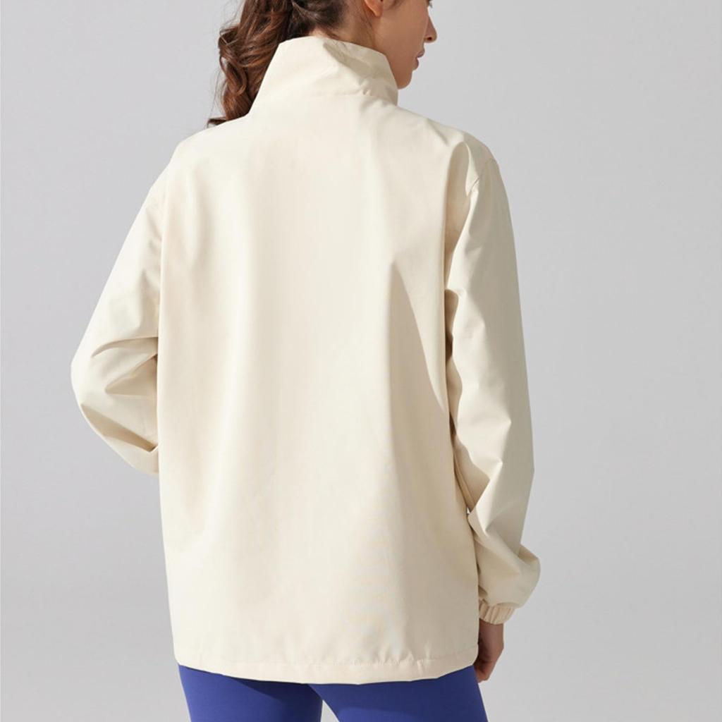 Giacca antipioggia da donna a righe solide Outdoor Plus Impermeabile con cappuccio impermeabile antivento