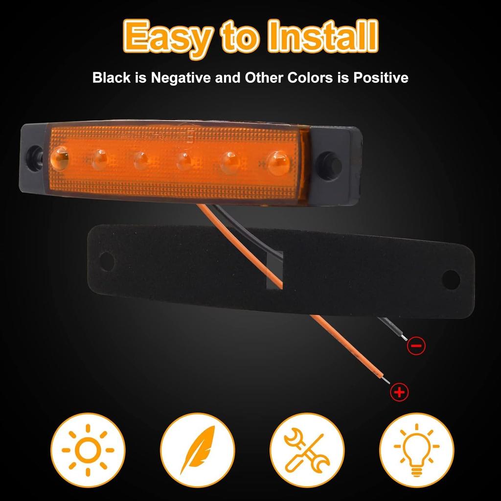 X-STYLE Side Marker LED 24V Yellow 6 Row Side Marker Lamp for Truck