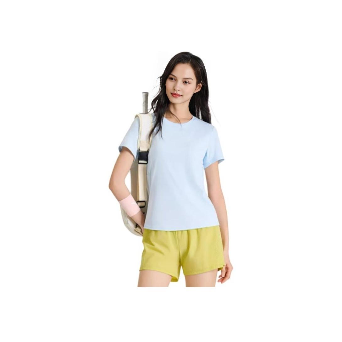 

Anta Breathable Solid Color Lightweight Comfortable Versatile Short Sleeve T-Shirt Women Tops Ice-Blue 962525108-1 S