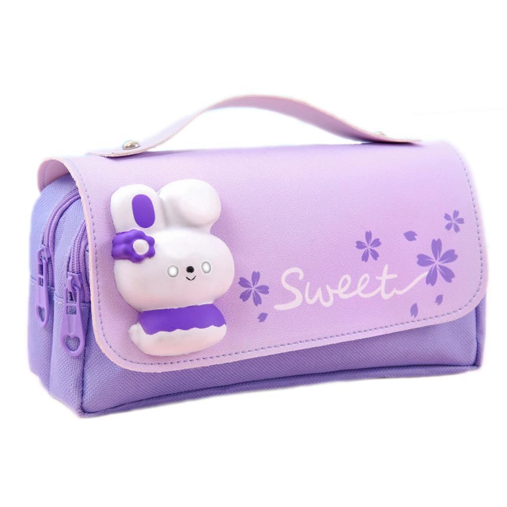 Pencil Pouch With Stress Relief Toys 21x11x6cm 3-Layer Storage For Students