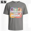 Comfortable Unisex Short Sleeve Tshirt Cotton Communication Looks Different Faces Speech Bubbles Anime Teenagers Tee Shirt