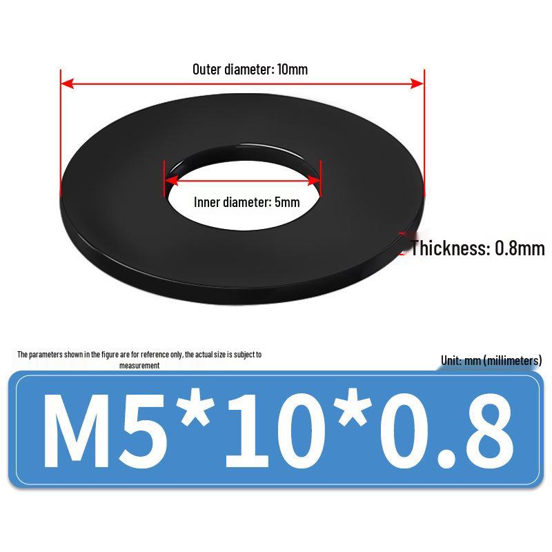 8.8 Grade Black Hardened High-Strength Oversized Flat Metal Spacer Washer (M2-M8)