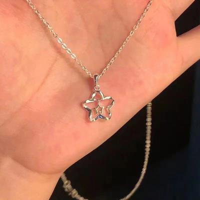 Hollow Out Stars Pendant Necklace For Girl Silver Color Simple Necklace