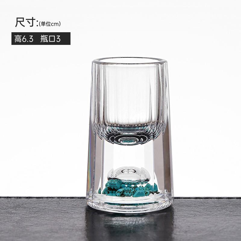 Creative Crystal Baijiu Cup High-Grade Jinshan Cup Gold Foil Baijiu Cup Household One-Bite Cup Set Wine Set Gift Box Packaging