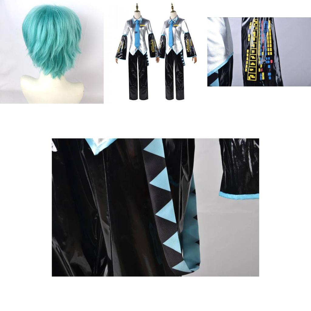 Hatsune Miku Vocaloid Classic Pu Cosplay Men Shirt Tie Pants Wig Set For Parties Christmas