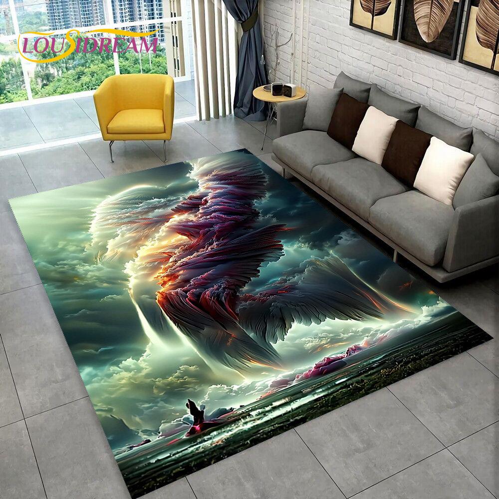 3D Natural ,Tornado, Cloud Twister Area Rug Large,Carpet Rug for Living Room Bedroom Sofa Doormat Decoration, Non-slip Floor Mat