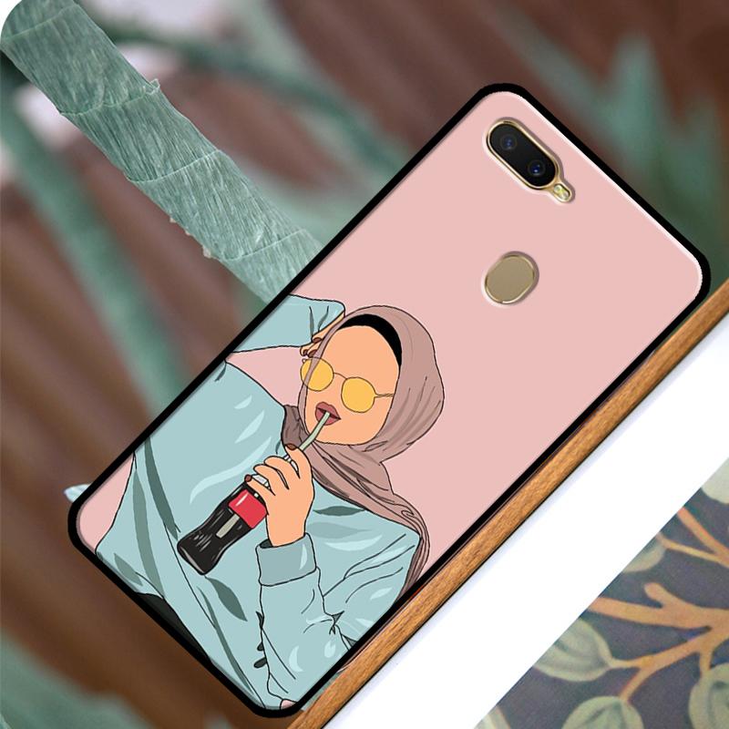 Islamic Muslim Hijabi Girls Case For OPPO A83 A91 A93 A1K A15 A3S A54 A74 A94 A5 A9 A31 A53 A52 A72 A53S Back Cover