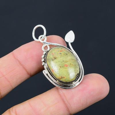 Sisters Day Deal Natural Unakite Wife Ethnic Pendant Jewelry 925 Sterling Silver