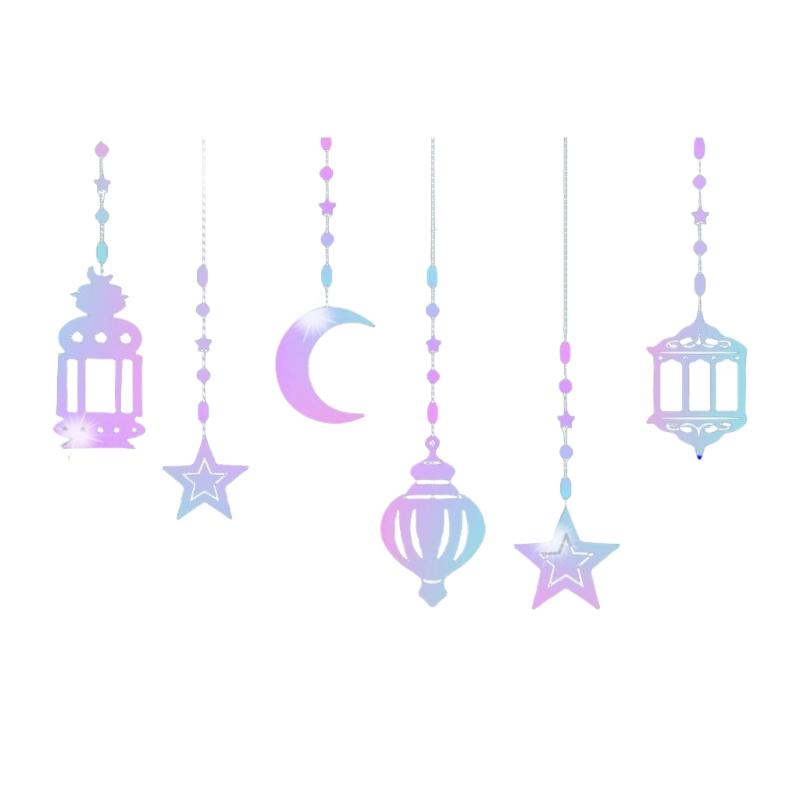 

6Pieces Star Moon Garlands Set Hanging Streamers Banners Backdrops for Birthday Weddings Party Eid Ramadans Decoration