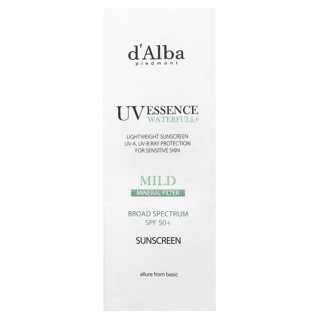 d'Alba Uv Essence Waterfull+ Sunscreen, Mild Mineral Filter, Spf 50, 50Ml(1.69Fl Oz)