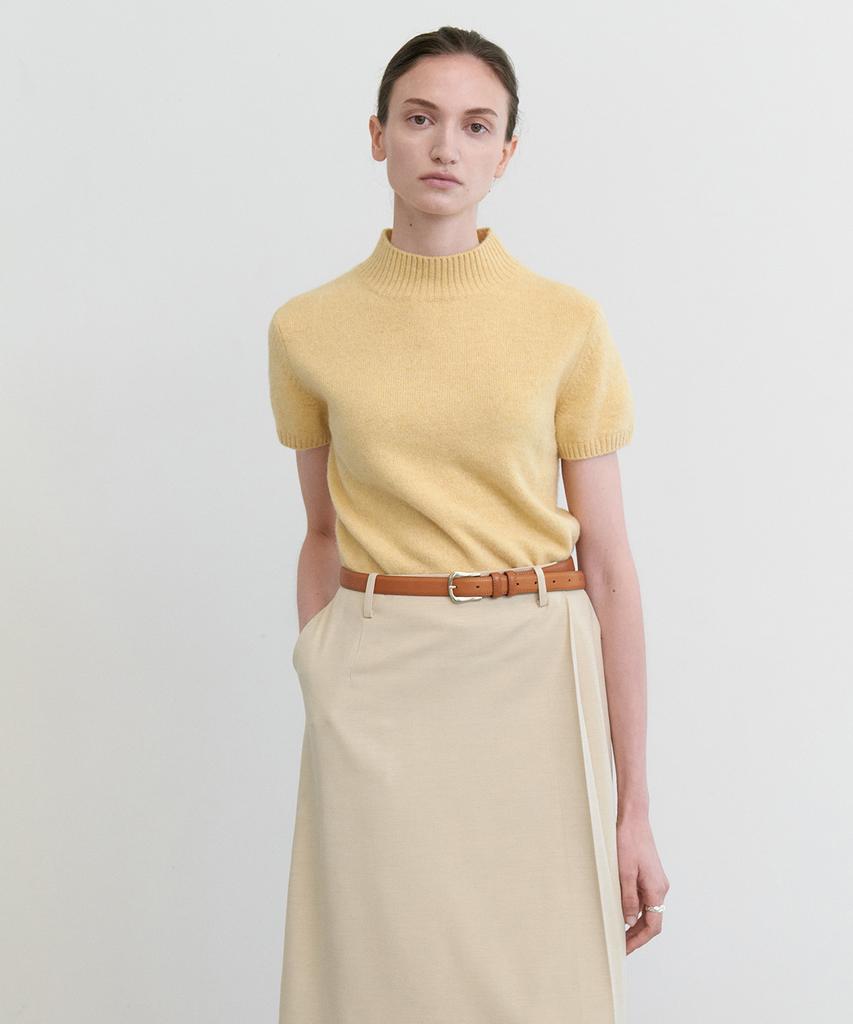 STEP AROUND Mar Crop Half Knit_Mustard