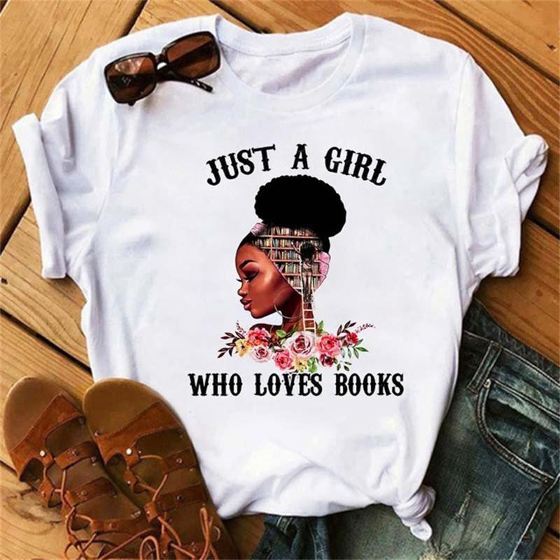 African Fashion Girls Print Women T-Shirts Short Sleeve Y2K Tops 90S Harajuku Graphic T Shirt Summer Clothing Casual Loose Tee