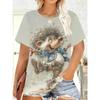 T-shirt Estiva alla Moda Stampata in 3D da Donna Traspirante Casual
