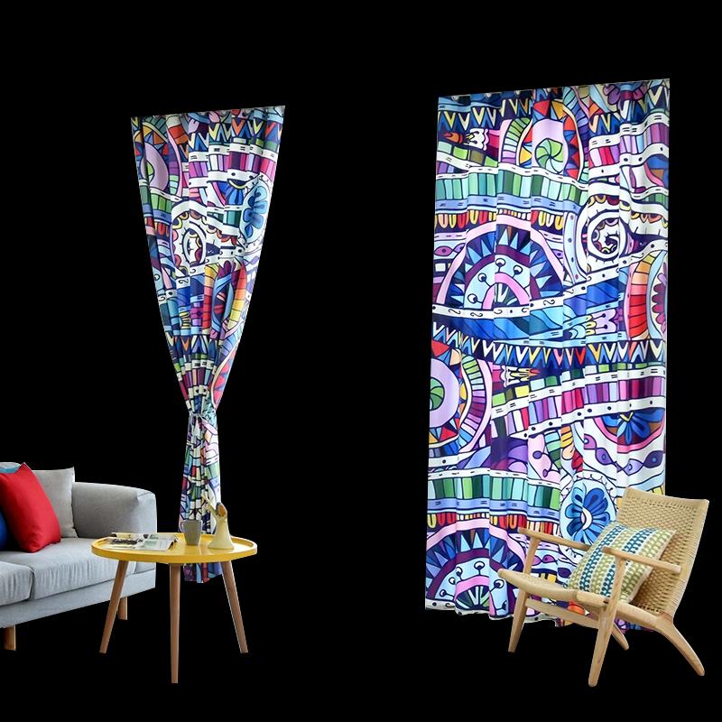 2 Curtains Exotic Bohemian Curtains Creative Personality Abstract Curtain Impression Pattern Classical Living Room Bedroom Shade