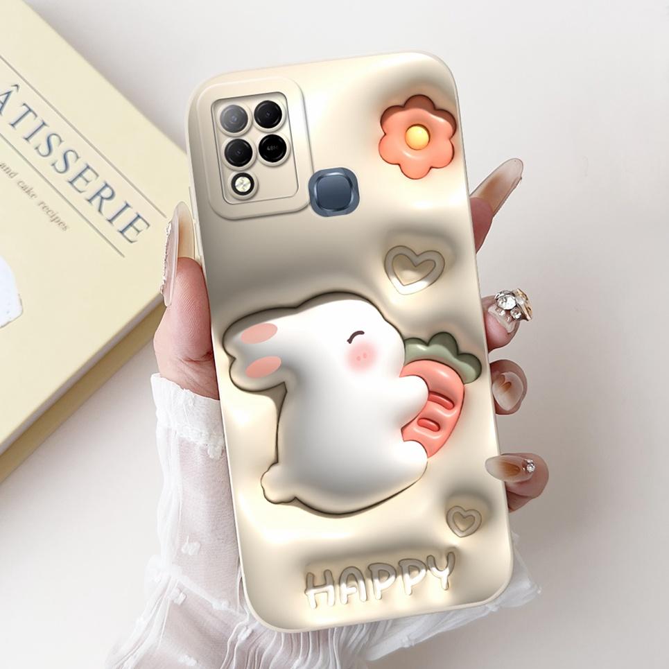 

For Infinix Hot 10 10S NFC 10 Play Phone Case Luxury Fashion Panda Cat Rabbit Bumper Matte Silicone Soft Funda X689 X682B X688 Hot 10 4G