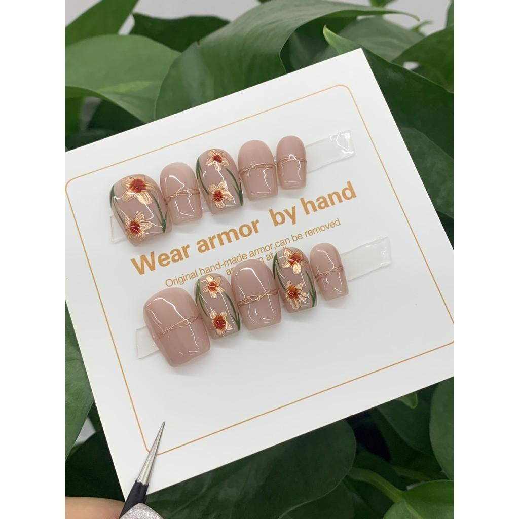 Artificial Nail Flower Manicure Wearable Nails Reusable And Nails Removable