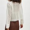 Women Y2k Vintage Long Sleeve Lace Up Blouse Scoop Neck Open Front Tie Lace Trim Crop Ruffle Solid Color Shirt