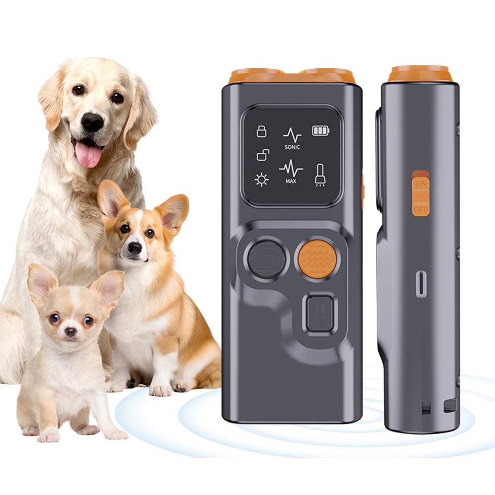 Ultrasonic Dog Repeller Dog Training Device Rechargeable Dog Stop-Barking Deterrent Device Anti-Bark Device With LED Flashlight