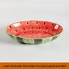 Hand-Painted Watermelon Design Large Ceramic Noodle Bowl with Underglaze Snails Pattern - Fresh, Deep & Stylish.
